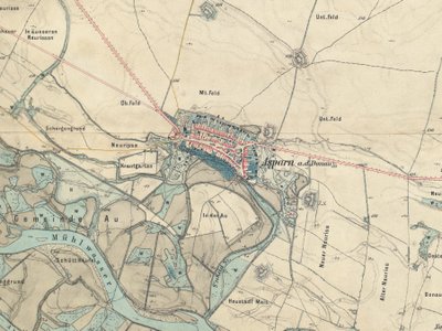Mapa de Aspern cerca de Viena, 1873 de Militärgeographisches Institut Österreichisch Ungarische Monarchie